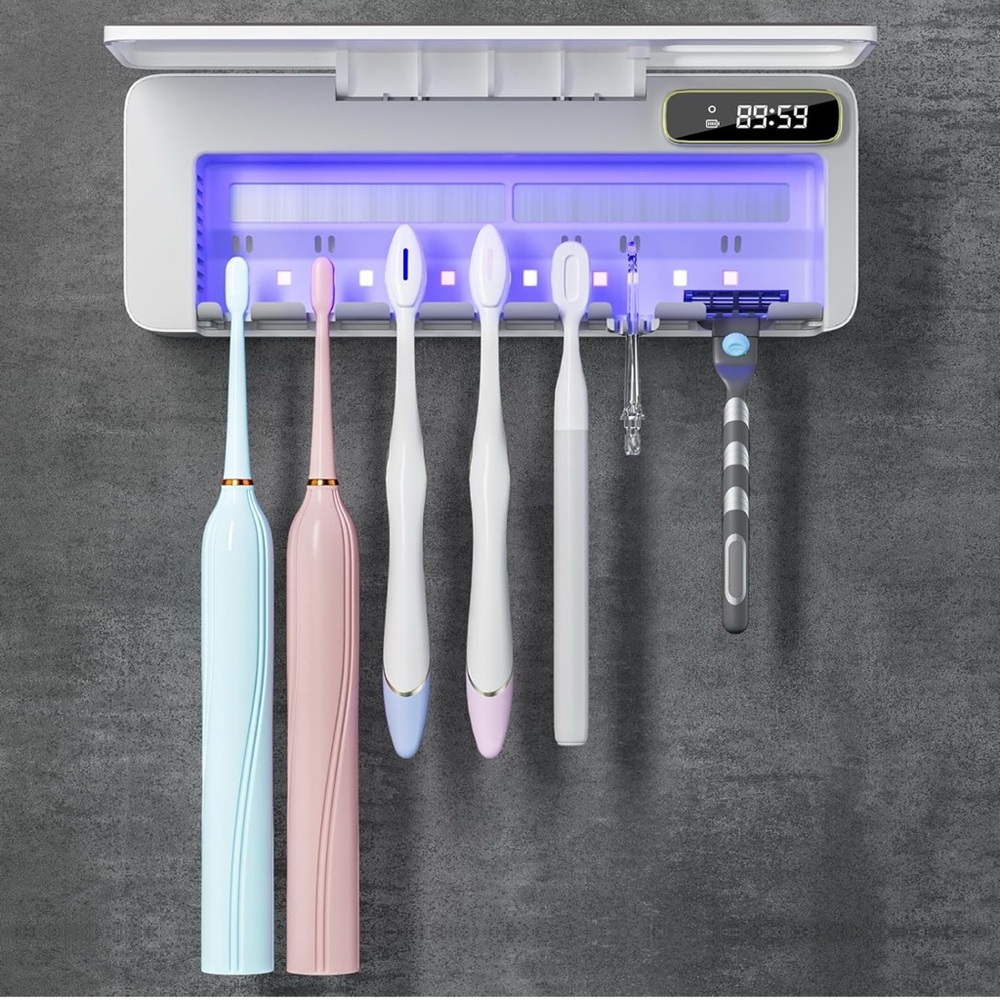 Wall-Mounted Toothbrush Holder with UV Sterilizer